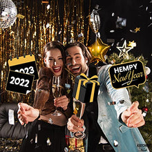 Load image into Gallery viewer, New Years Eve Photo Booth Props 2023 - Pack of 35 | Shiny New Years Photo Booth Props 2023 | New Years Eve Party Supplies 2023 | NYE Decorations 2023 | Happy New Year Decorations 2023, Little DIY
