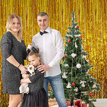 Load image into Gallery viewer, GOER 3.2 ft x 9.8 ft Metallic Tinsel Foil Fringe Curtains for Party Photo Backdrop Wedding Decor (1 Pack, Gold)
