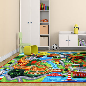 Thomas the Train Play Mat HD Thomas and Friends Tank Engine Railway Road Rug Bedding Area Rugs 5x7, X Large
