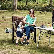 Load image into Gallery viewer, TIMBER RIDGE Oversized Directors Chairs with Side Table, Heavy Duty Folding Camping Chair up to 600 Lbs Weight Capacity (Brown)
