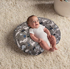 Boppy Original Nursing Pillow and Positioner, Gray Dinosaurs, Cotton Blend Fabric with Allover Fashion