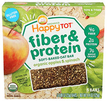 Load image into Gallery viewer, Happy Tot Fiber &amp; Protein Soft-Baked Oat Organic Toddler Snack Apple &amp; Spinach, Organic Gluten Free Kosher Non-GMO, 4.4 Ounce Bars (pack of 5)
