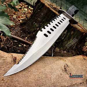 Tactical Knife Survival Knife Hunting Knife 17.25" Fixed Blade Knife Razor Sharp Edge Camping Accessories Camping Gear Survival Kit Survival Gear Tactical Gear 74540 (Silver)