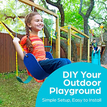 Load image into Gallery viewer, Jungle Gym Kingdom Swing Sets for Backyard, Monkey Bars &amp; Swingset Accessories - Set Includes 18" Trapeze Swing Bar &amp; 48" Heavy Duty Chain with Locking Carabiners - Outdoor Play Equipment (Blue)
