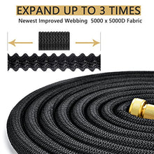 Load image into Gallery viewer, Lightweight Expandable Solid Brass Valve Connector Garden Hose with 10 Pattern Spray Nozzle - 100FT Black
