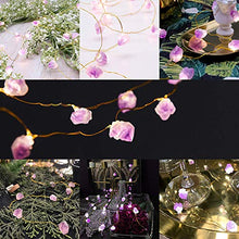 Load image into Gallery viewer, XIWU LED Nature Amethyst Crystal Raw Stones Fairy String Lights 10ft 40 LEDs Battery Operated with Remote Control for Mother's Day Wedding Valentine's Day Present Christmas Bedroom Birthday Decor
