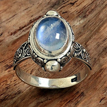 Load image into Gallery viewer, NOVICA Oval Rainbow Moonstone .925 Sterling Silver Cocktail Ring, Magic Portal'
