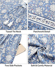 Load image into Gallery viewer, Arach&amp;Cloz Women's Boho Tie Neck Printed Short Sleeve Floral Summer Loose Tassels Casual Midi Dress with Pockets (Floral02,XL)

