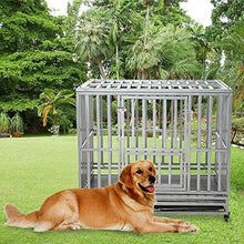 Load image into Gallery viewer, LUCKUP 42&quot; Heavy Duty Dog Cage Strong Metal Kennel and Crate for Medium and Large Dogs Pet Playpen with Four Lockable Casters Indoor/Outdoor Silver

