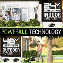 Load image into Gallery viewer, Greenworks 24V 13-Inch Cordless (2-In-1) Push Lawn Mower, 4.0Ah USB Battery (USB Hub) and Charger Included MO24B410
