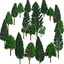 Load image into Gallery viewer, Bememo 22 Pieces Model Trees 1.18 - 6.29 inch Mixed Model Tree Train Trees Railroad Scenery Diorama Tree Architecture Trees for DIY Scenery Landscape, Natural Green
