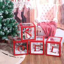 Load image into Gallery viewer, Christmas Decorations Red Black Plaid Noel Box,Large Transparent Noel Blocks Decorations for Fireplace Christmas Tree Decorations Home Decor Holiday Party Decorations
