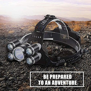 Headlamp 12000 Lumen Ultra Bright CREE LED Work Headlight Micro-USB Rechargeable, 4 Modes Head Lamp Waterproof Headlamps for Camping Hiking Hunting Hard Hat Workers