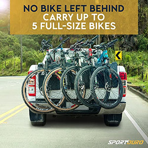 SPORTOURO Tailgate Bike Pads for Truck - 5-Bike Rack for Truck Tailgate Pad with PVC Top, Flannel Bottom, Zipper Pockets, Secure Combo Lockable Tailgate Covers for Trucks - Bike Blanket Tailgate