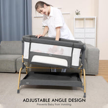 Load image into Gallery viewer, Jimglo 3 in 1 Baby Bassinet, Rocking Bassinet with Storage Basket and Wheels, Adjustable Height Bassinet Bedside Sleeper, Easy Folding Portable Crib for Newborn

