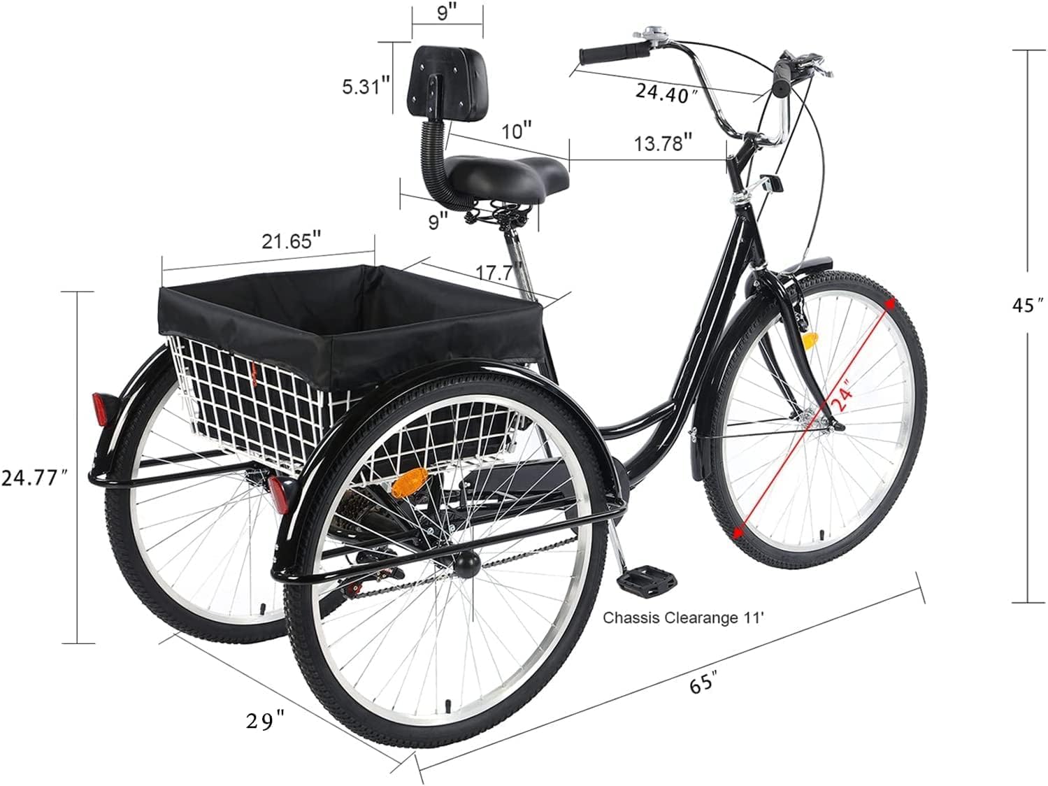 multi speed 3 wheel bicycle PRIJESSE 24 inch Adult Tricycle, 7 Speed 3 Wheel Bike for Men Women, C –  PENNYPART.COM