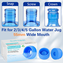 Load image into Gallery viewer, Gofriipai 3 and 5 Gallon Water Jug Cap, Silicone Reusable Replacement Cap, Non Spill Bottle Caps for 55mm Bottle Water Dispenser Caps - Pack of 3
