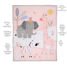 Load image into Gallery viewer, Lambs &amp; Ivy Jazzy Jungle 3-Piece Safari Animals Pink Baby Crib Bedding Set
