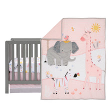 Load image into Gallery viewer, Lambs &amp; Ivy Jazzy Jungle 3-Piece Safari Animals Pink Baby Crib Bedding Set
