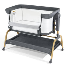 Load image into Gallery viewer, Jimglo 3 in 1 Baby Bassinet, Rocking Bassinet with Storage Basket and Wheels, Adjustable Height Bassinet Bedside Sleeper, Easy Folding Portable Crib for Newborn
