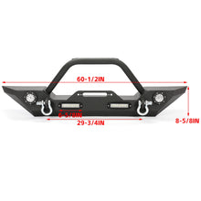 Load image into Gallery viewer, ‎ECOTRIC Front Bumper Compatible with 2007-2022 Jeep Wrangler JK/JKU JL/JLU Gladiator JT Front Bumper Rock Crawler Winch Plate W/Winch Plate &amp; 2 18W LED Lights D-rings
