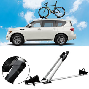 Zibomm Universal Roof Mount Bike Rack, Fork Mount Bike Carrier for Roof Racks with Foldable Secure Ratcheting Arm & Safe Locking, Aluminum Car Rooftop Bicycle Carrier 1 Bike Capacity Up to 38.5 lbs