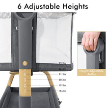 Load image into Gallery viewer, Jimglo 3 in 1 Baby Bassinet, Rocking Bassinet with Storage Basket and Wheels, Adjustable Height Bassinet Bedside Sleeper, Easy Folding Portable Crib for Newborn
