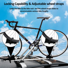 Load image into Gallery viewer, Zibomm Universal Roof Mount Bike Rack, Fork Mount Bike Carrier for Roof Racks with Foldable Secure Ratcheting Arm &amp; Safe Locking, Aluminum Car Rooftop Bicycle Carrier 1 Bike Capacity Up to 38.5 lbs
