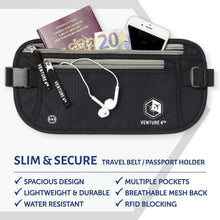 Load image into Gallery viewer, Slim Minimalist Design Money Belt, RFID Blocking for Men &amp; Women - Ideal for Keeping Your Cash, Credit Card, Passport, Phone Safe When Traveling (Black)
