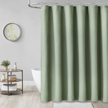Load image into Gallery viewer, Dynamene Sage Green Shower Curtain - Waffle Textured Heavy Duty Thick Fabric Shower Curtains for Bathroom, 256GSM Luxury Weighted Polyester Cloth Bath Curtain Set with 12 Plastic Hooks，72Wx72H,Green
