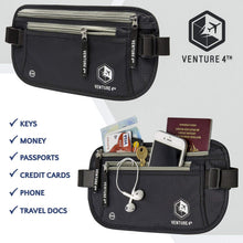 Load image into Gallery viewer, Slim Minimalist Design Money Belt, RFID Blocking for Men &amp; Women - Ideal for Keeping Your Cash, Credit Card, Passport, Phone Safe When Traveling (Black)
