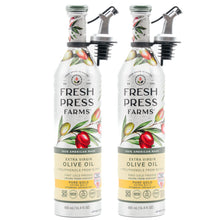 Load image into Gallery viewer, Fresh Press Farms Cold Pressed High Polyphenol Pure Gold Extra Virgin Olive Oil, 16.4 Fl Oz (Pack of 2), Georgia Grown, 100% American Made, Unrefined, Certified Whole30, Non-GMO, Keto, Paleo, Gluten Free
