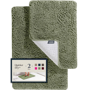 BELADOR Bathroom Rugs Sets 2 Piece - Plush Bath Mat Set Quick-Dry Soft Chenille Bathroom Mat with Rubber Backing, Absorbant Bathroom Rug Set, Washable Bath Rugs for Bathroom - Bath Mats 24x17 + 30x20