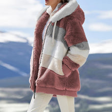 Load image into Gallery viewer, Winter Fashion Women's Coat New Casual Hooded Zipper Ladies Clothes Cashmere Women Jacket Stitching Plaid Ladies Coats
