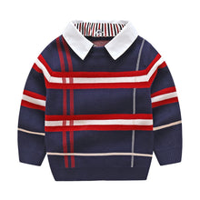 Load image into Gallery viewer, 1-8T Toddler Kid Boy Sweater Spring Winter Clothes Warm Pullover Top Long Sleeve Plaid Sweater Girl Fashion Gentleman Knitwear
