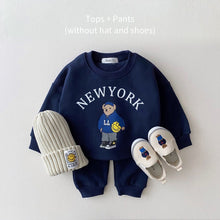Load image into Gallery viewer, Korea 2023 Baby Boys Clothes Sets Letter Bear Girls Long Sleeve Casual Hoodie Sweatshirt+Pants 2pcs Kids Clothes Sports Suit New
