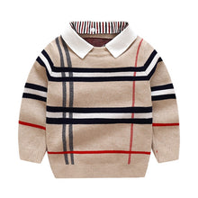 Load image into Gallery viewer, 1-8T Toddler Kid Boy Sweater Spring Winter Clothes Warm Pullover Top Long Sleeve Plaid Sweater Girl Fashion Gentleman Knitwear
