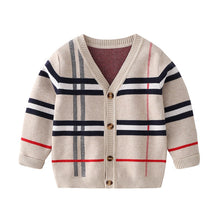 Load image into Gallery viewer, 1-8T Toddler Kid Boy Sweater Spring Winter Clothes Warm Pullover Top Long Sleeve Plaid Sweater Girl Fashion Gentleman Knitwear
