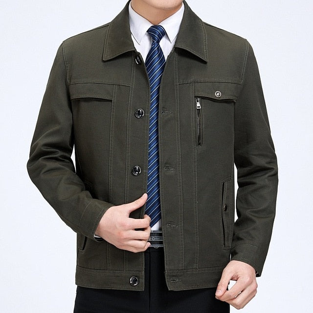 2020 Spring Autumn Jacket Men Big Size With Buttons Brand Middle-aged Man Classic Casual Jackets