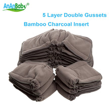 Load image into Gallery viewer, Bamboo Charcoal Inserts Reusable Nappies 5 Layers Bamboo Charcoal Gusset Inserts Washable Diapers Bamboo Inserts

