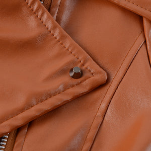 Short Black PU Leather Jacket Autumn Coat