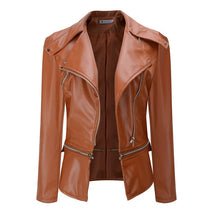 Load image into Gallery viewer, Short Black PU Leather Jacket Autumn Coat
