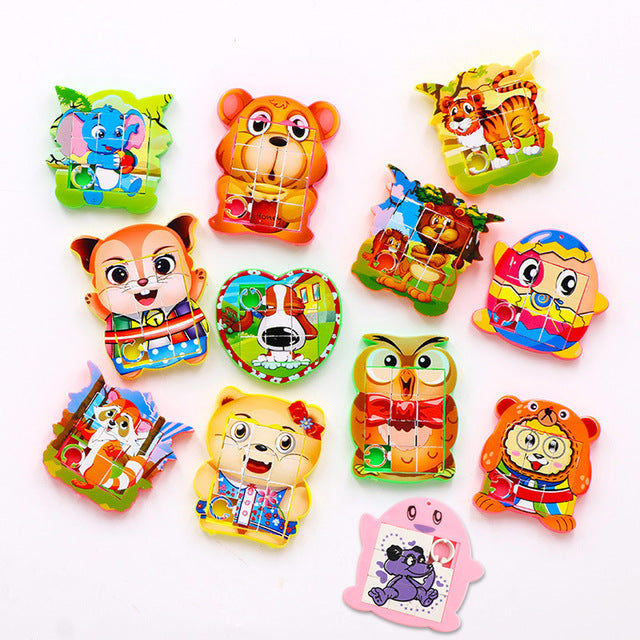 Mini Move Puzzle Toys Birthday Party Favors Gift for Kids Cartoon Puzzles Educational Toys for Children Girl Boy School Rewards