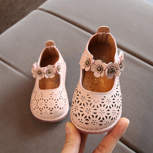 Spring Baby Girls Shoes 2020 New Children Princess Flower Casual Leather Kids Shoes White Pink Breathable Non-slip B876