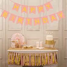Load image into Gallery viewer, Kids Pastel Pink Happy Birthday Banner Garland Hanging Gold Letters Photo Props Bunting Garland Wedding Decoration Party Event
