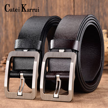 Load image into Gallery viewer, Catei Karrui men belt fashion retro Cowhide belts for men alloy black pin buckle men&#39;s jeans wild business belt free shipping
