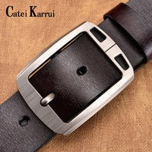 Load image into Gallery viewer, Catei Karrui men belt fashion retro Cowhide belts for men alloy black pin buckle men&#39;s jeans wild business belt free shipping
