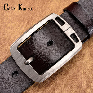 Catei Karrui men belt fashion retro Cowhide belts for men alloy black pin buckle men's jeans wild business belt free shipping