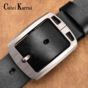 Catei Karrui men belt fashion retro Cowhide belts for men alloy black pin buckle men's jeans wild business belt free shipping