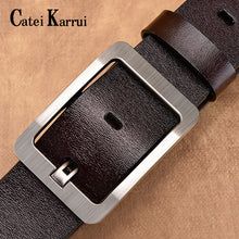 Load image into Gallery viewer, Catei Karrui men belt fashion retro Cowhide belts for men alloy black pin buckle men&#39;s jeans wild business belt free shipping
